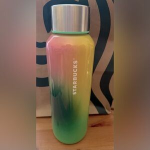 NWT beautiful multicolor Starbucks reusable  20 oz cup. Pink yellow green.